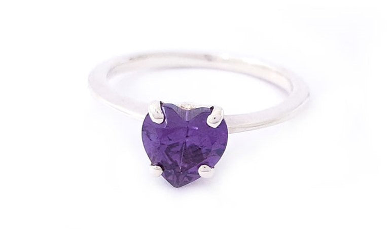 SOLITAIRE PURPLE HEART RING